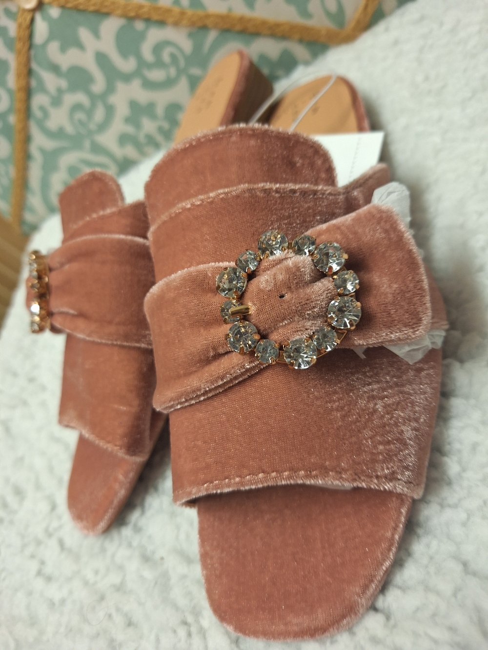 A New Day Womens Pink Velvet Slip-On Mule with Crystal Buckle 7 - Picture 4 of 8